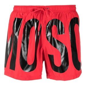 Moschino Mens Logo Polyester Swim Shorts / Red